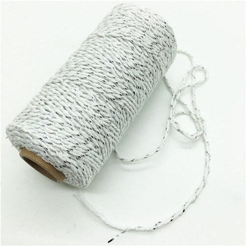 100 m/roll Kleurrijke DIY 2ply Bakers Roze String Katoenen Koorden Touw voor Home Decor Handgemaakte Kerst Cadeau Verpakking ambachtelijke Projecten: White sliver