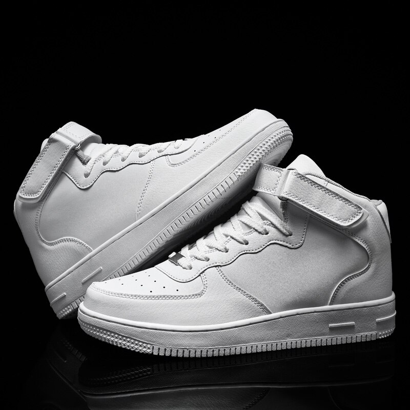 Sneakers kvinder efterår vinter høje sko hvide sneakers pu snøre chunky sneakers moda mujer: Hvid / 41