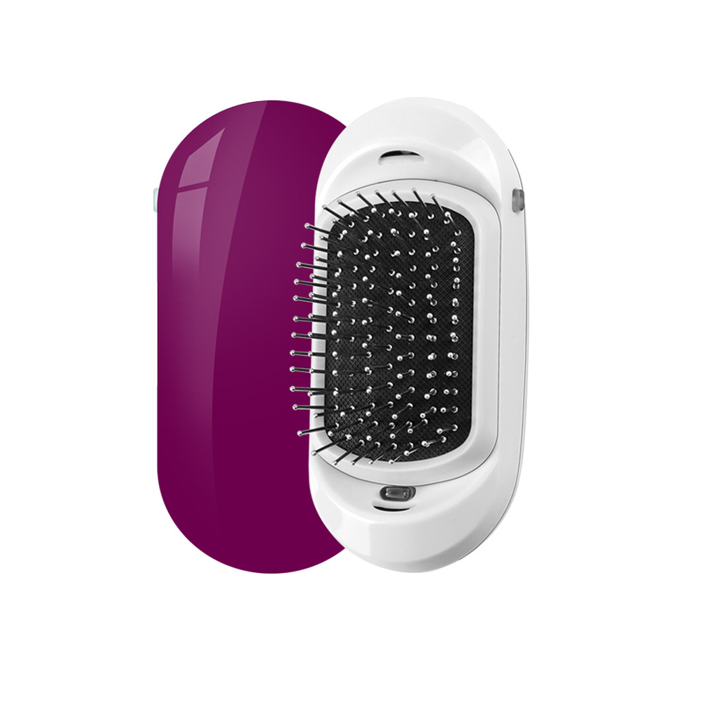 Ionic Hair Brush Portable Electric Hairbrush Anti Static Magic Negative Ion Hair Massage Comb No More Frizz Scalp Massager: Purple