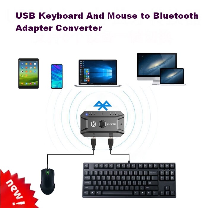 USB Keyboard and mouse to wireless Bluetooth adapter converter,Bluetooth 5.0 USB hub