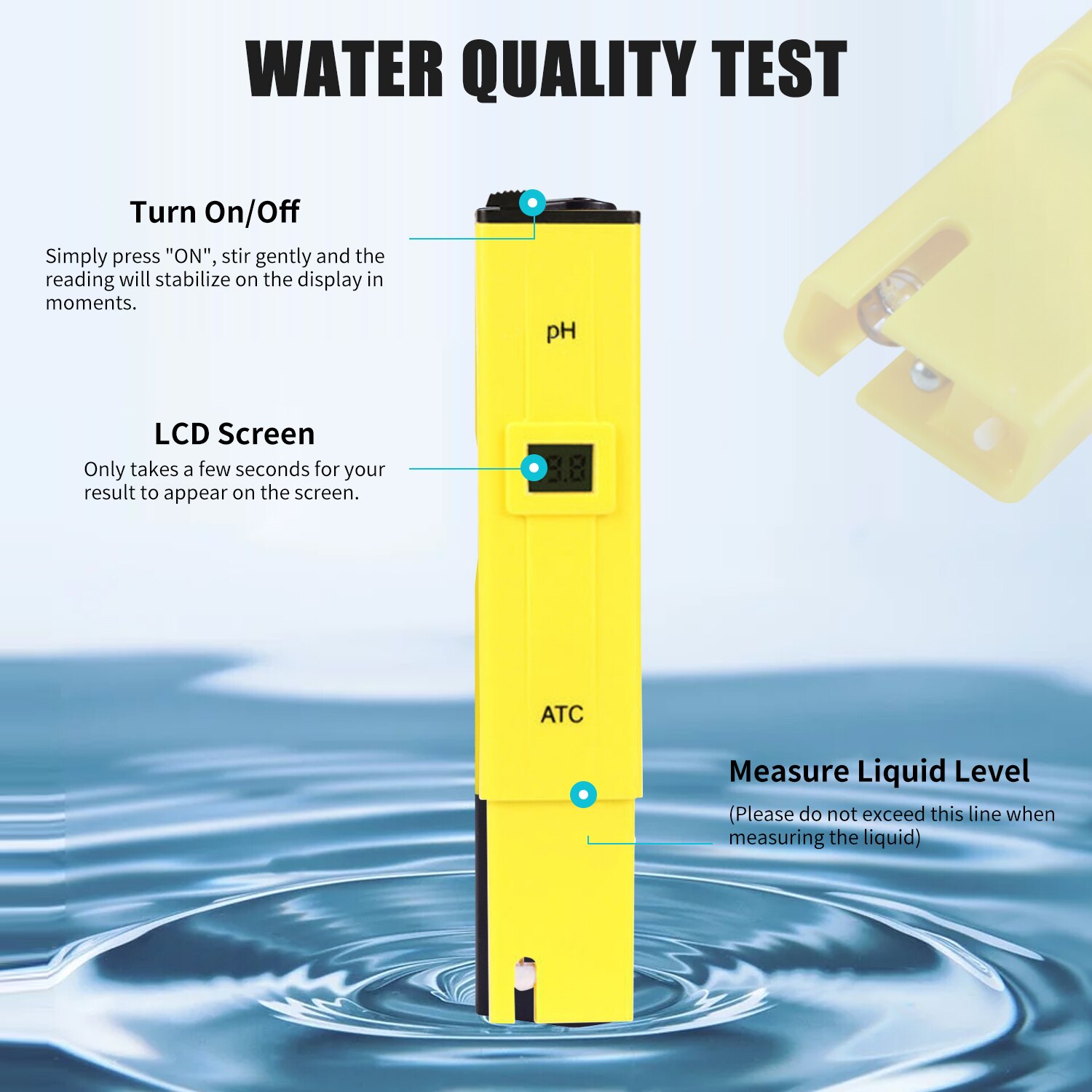 Digitale Ph Meter Lcd-scherm Digitale Water Ph Tester Meter Met Atc Voor Huishoudelijke Drinkwater Aquaria Zwembaden Spa