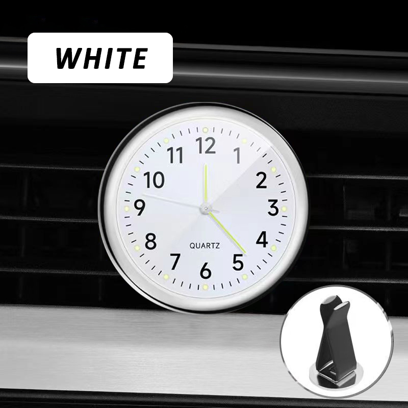 Reloj del tablero de la salida de aire del automóvil, accesorios de decoración noctilucentes electrónicos adhesivos para el coche: YELLOW