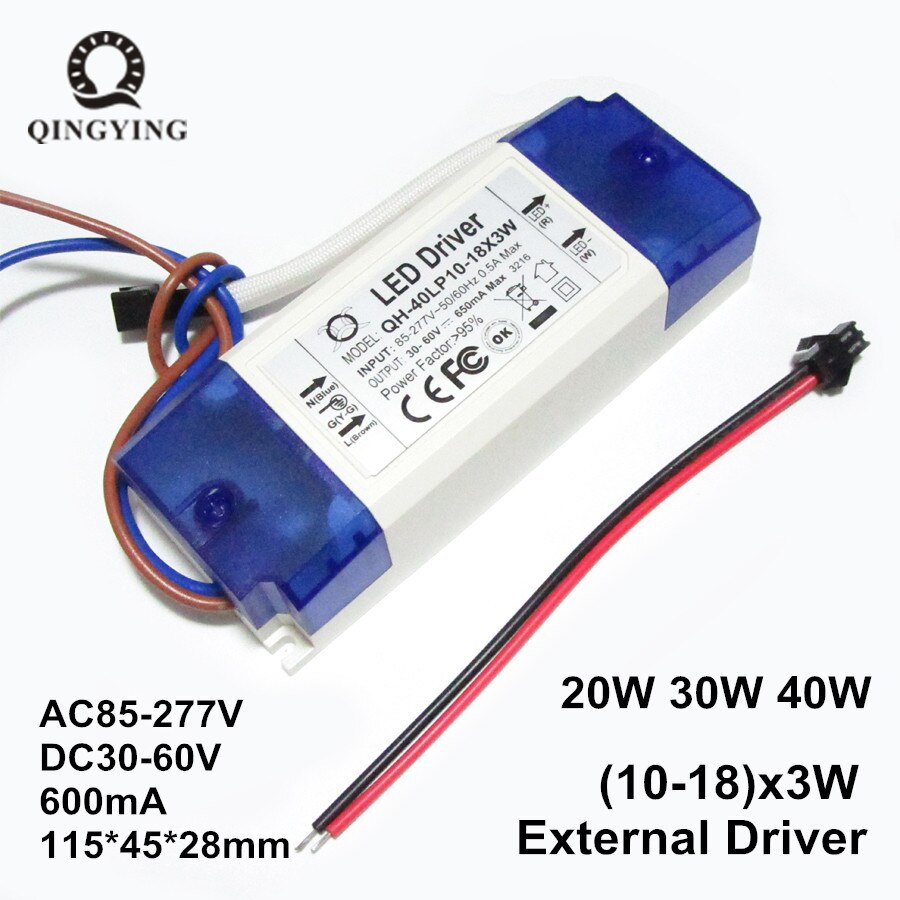 1-2-5-10 Pieces 30W 40W LED Driver Power supply 10-18x3W 600mA DC30-60V Constant Current Lighting Transformers For Floodlight