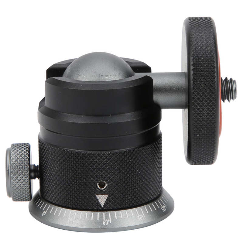 Cabezal de trípode giratorio de 360 grados, soporte de cabeza de bola pequeña, aleación de aluminio, tornillo de 1/4 pulgadas para rótula de trípode de cámara