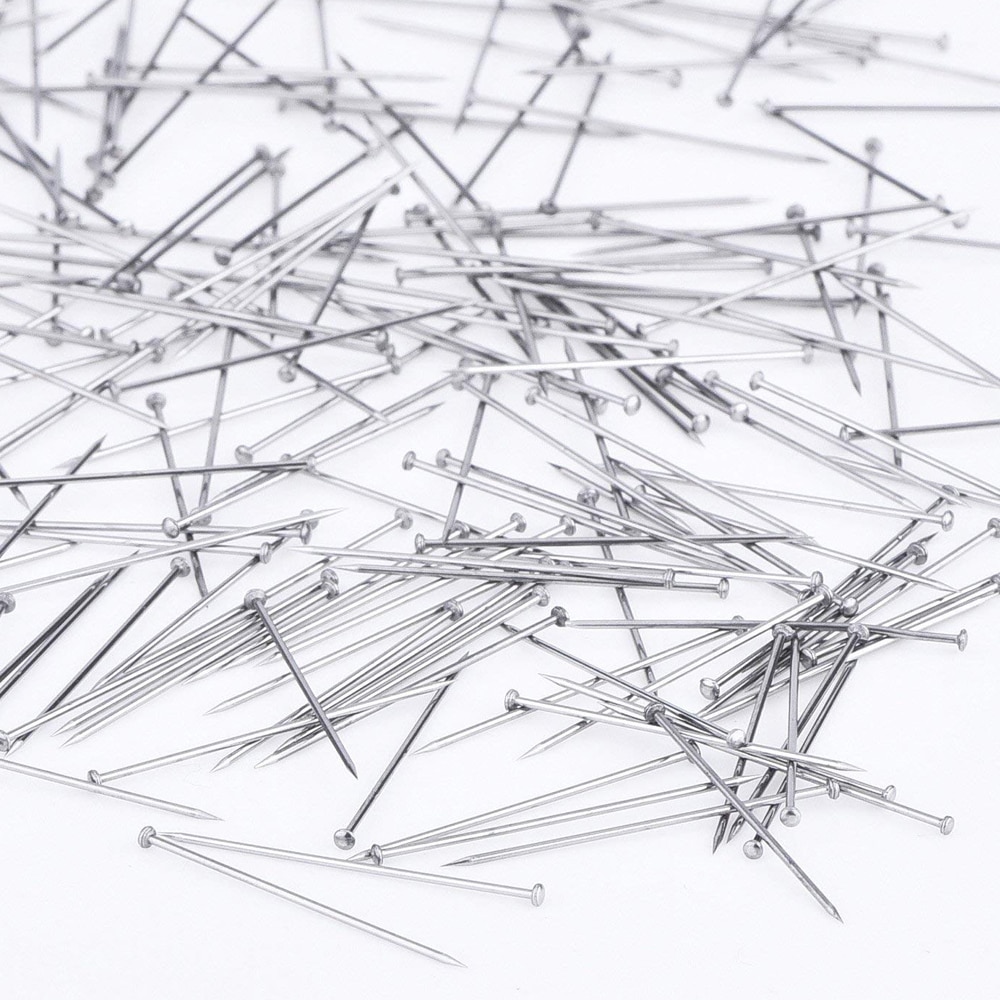 1000 Stks/doos Zilver Rechte Pins 30Mm Rvs Naaien Fijn Satijn Pin Voor Diy Patchwork Kleding Maken Naaien Gereedschap