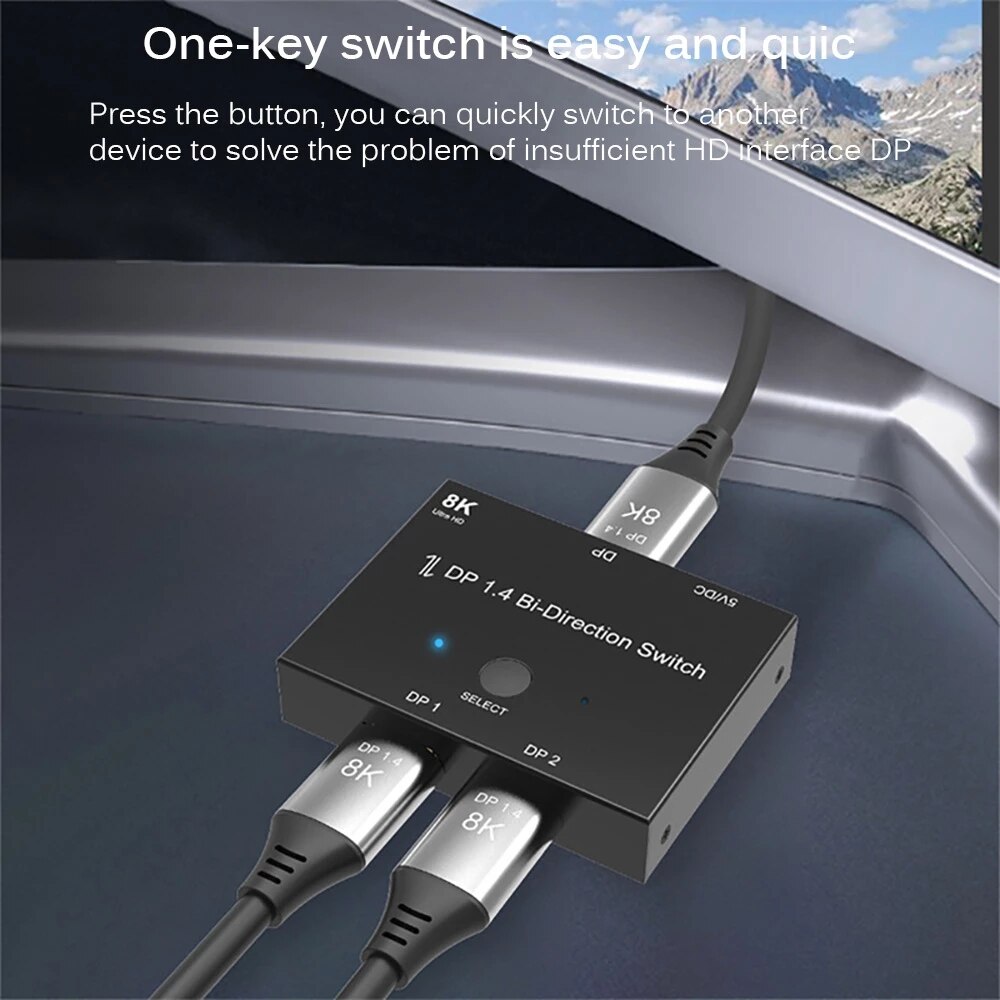 Displayport 8K Switch Bi-direction 1x2 / 2x1 DP1.4... – Vicedeal