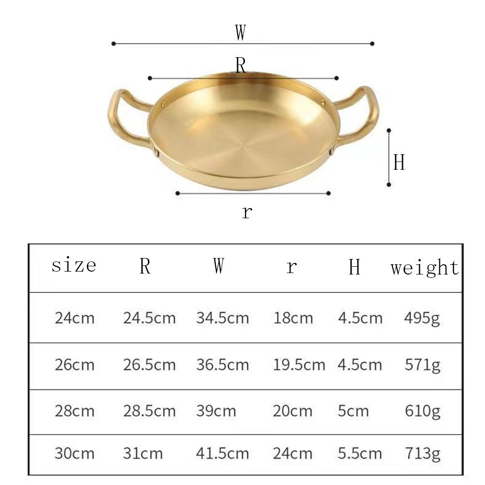Korean Style BBQ Plate Frying Pan Salad Bowl Double Ear Dry Pot Stainless Steel Thickened Restaurant