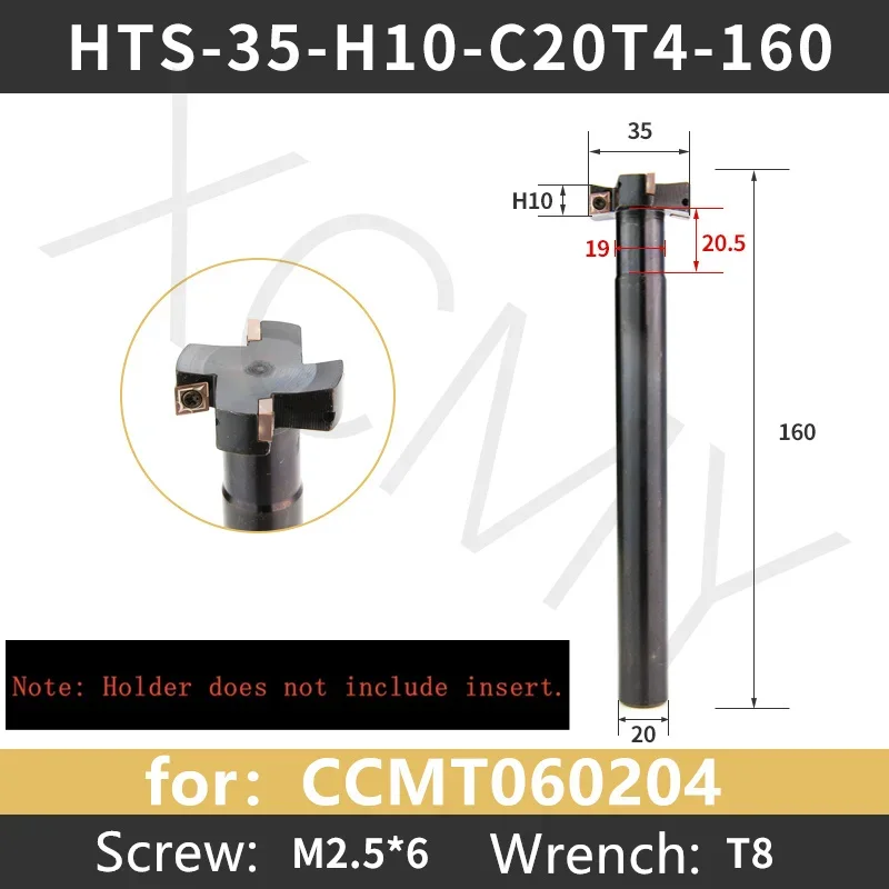 Fresa con ranura en T HTS D20-80 H08 H10 fresa con ranura Trapezoidal fresa lateral para CCMT06024 MPHT 060304 Inserto CNC