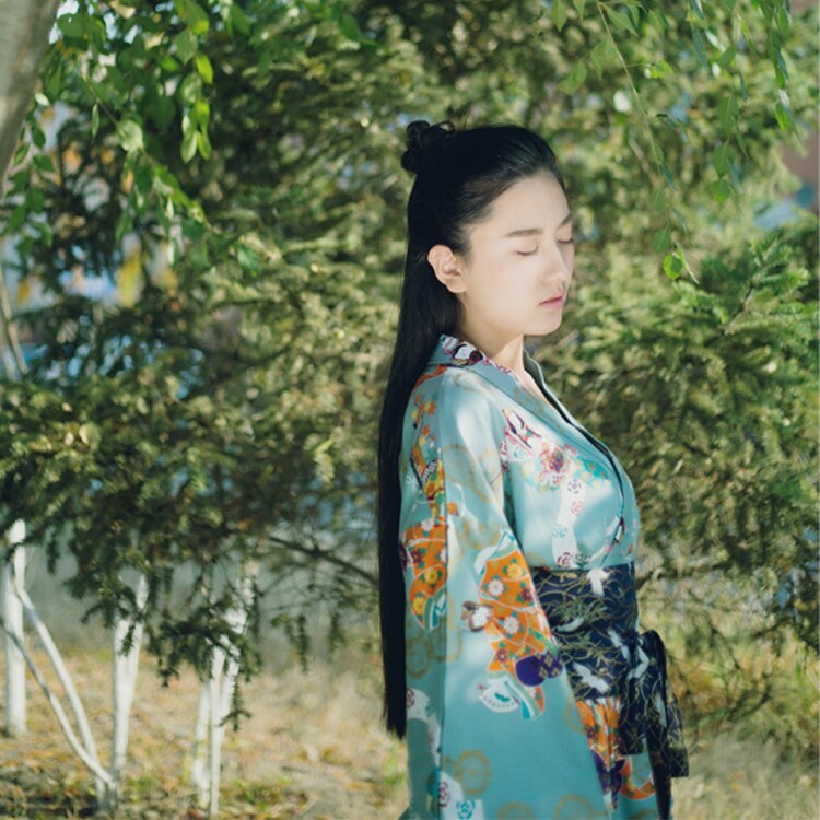 Yukata – Robe de soirée Kimono Vintage pour femmes, tenue de bain avec fleurs Obi, Costume de Cosplay geisha, H9020