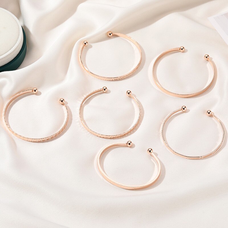 6 Stks/set Boho Vintage Gold Geometrische Gesneden Pijl Ronde Brief Armband Set Strand Mode Armbanden Voor Vrouwen Sieraden