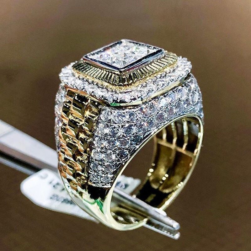 Milangirl Micro Pflastern Stein Riesige Ringe Für Männer Frauen Luxus Weiß Zirkon Engagement Schmuck Masculine Hip Hop