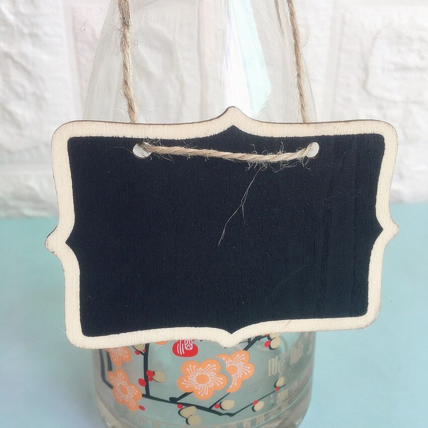 Minipizarra colgante de madera para decoración de cafetería, pizarra para Parque, adornos de jardinería con flores, 10 unids/lote