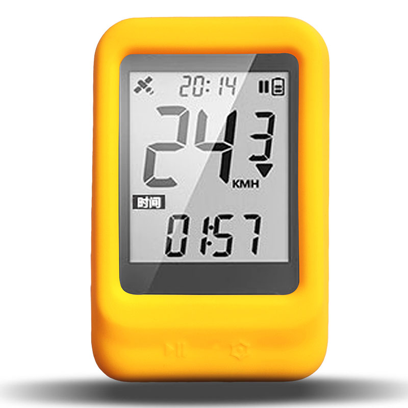 Étui en Silicone pour ordinateur de vélo igsport IGS130, protection d&#39;écran, GPS: 1pc Yellow With Film