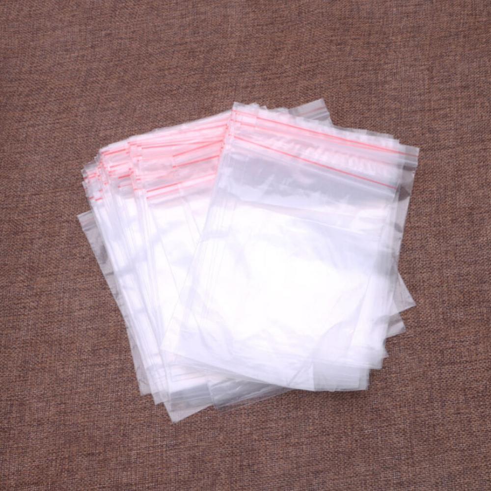 100pcs Clear Resealable Plastic Zip lock Small Home Shop Accessories Thick Seal Bag