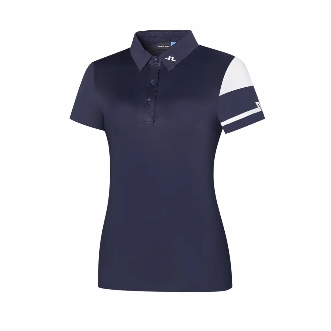 Camisa de golf de manga corta para mujer, ropa de verano ajustada, cómoda y transpirable, 3 colores: Azul / L