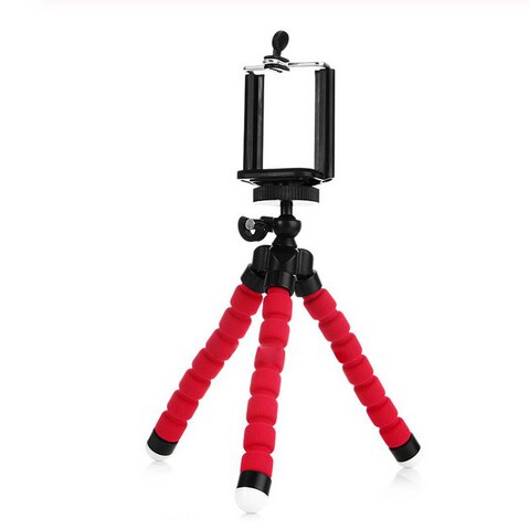 Geartronics Flexible éponge pieuvre Mini trépied obturateur avec pince pour iPhone mini caméra trépied support de téléphone support d'agrafe: Rouge