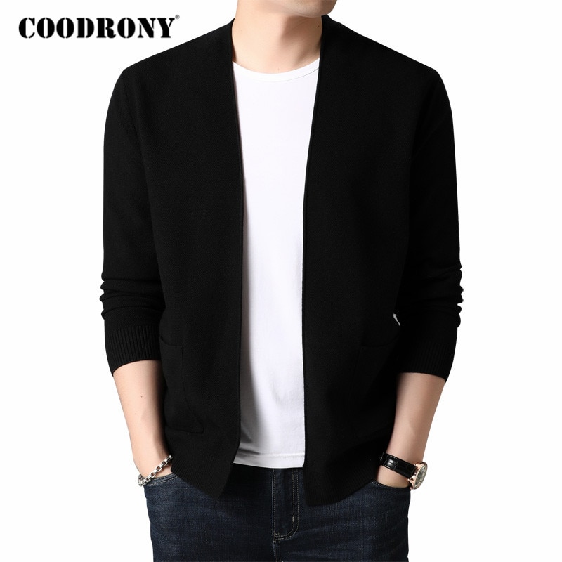 COODRONY-cárdigans de lana suave para hombre, cárdigans a la de , cárdigans de bolsillo C1115, otoño e invierno, novedad de