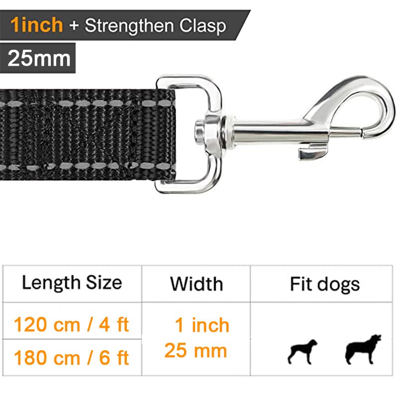 Reflective Nylon Dog Leash with Padded Handle Dogs Leashes for Walking Training Lead for Medium Large Dogs Pet Supplies