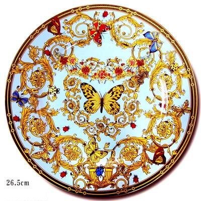 Bone china Plate Tableware Ceramic plate Dinner Set Porcelain Dessert Plate Steak Salad Snack Cake Plates butterfly pattern: 10.5 inch plate