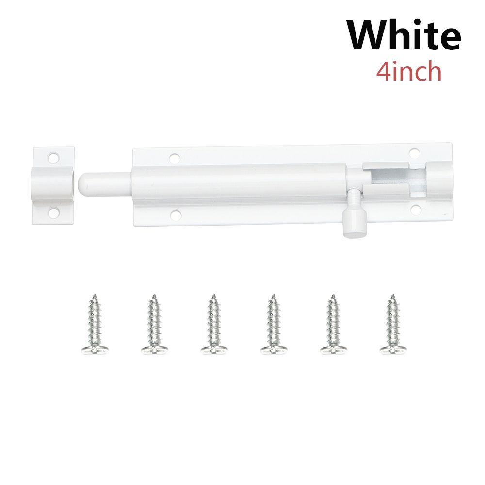 2/3/4/5/6/8inch Aluminum Alloy Door Latch for Home Window Catch Lock Slip Bolt Fiting Door Lock Buckle Silent Gate Hook Hardware: white-4inch
