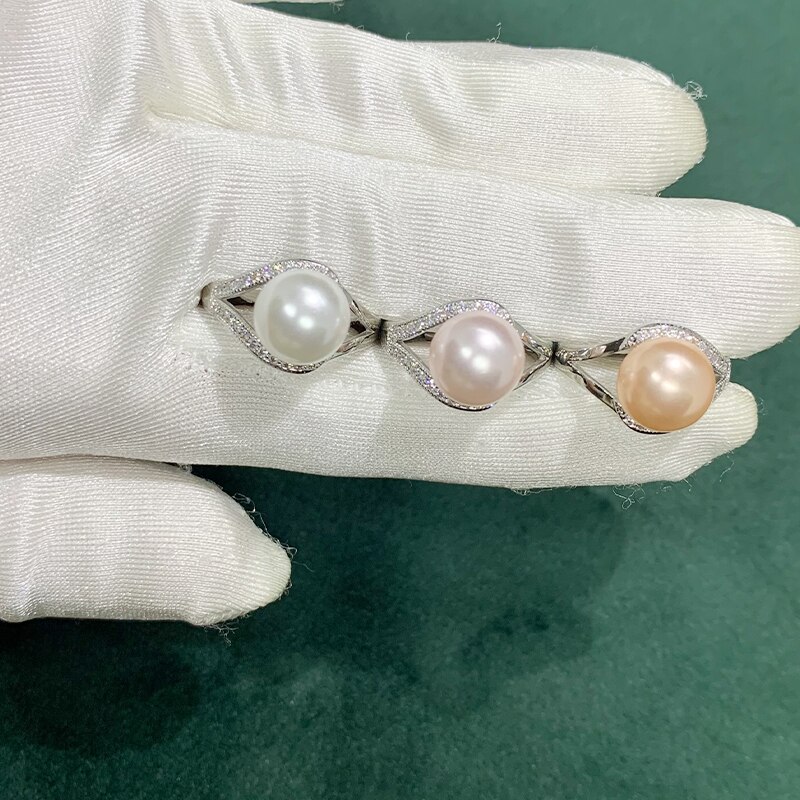 Slovmi Parel Sieraden Zilveren Natuurlijke Zoetwater Wit Paars Geel Kleuren Parel Vrouwen Ring Wedding Party Accessoires