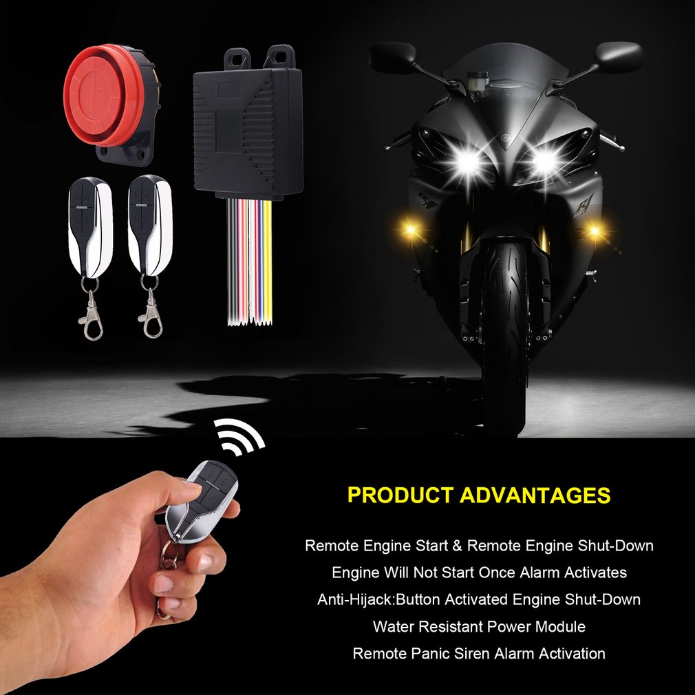 Universal Motorcycle Scooter Anti-theft Security Alarm System Alarming Sirens with Engine Start Remote Control Key
