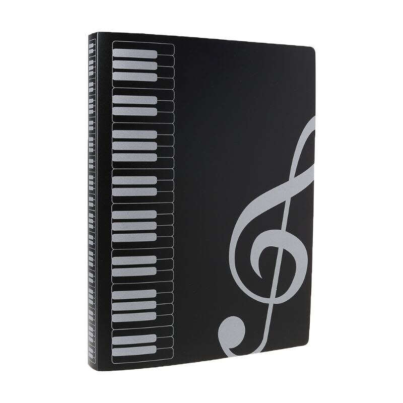 Hoja de partituras de Piano tamaño A4, 40 páginas, almacenamiento de carpetas, organizador,: Black