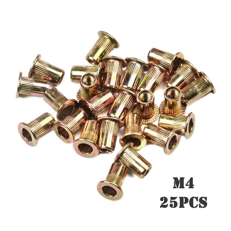 100PCS Carbon steel Rivet Nuts M4 M5 M6 M8 Flat Head Rivet Nuts Set Nuts Insert Riveting