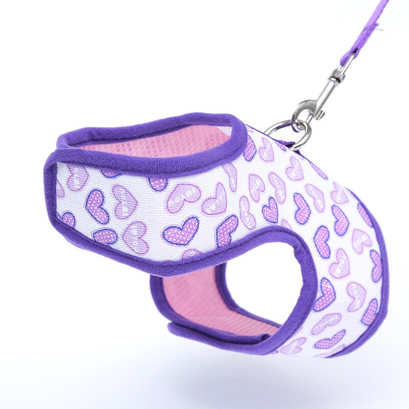 Mesh andas hundsele koppel set justerbara valpselar för små hundar chihuahua mops bly gå hund husdjur produkter: Lila / M
