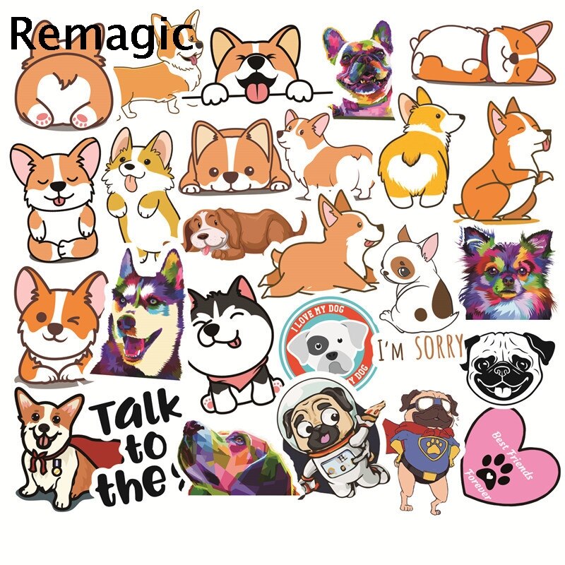 50pcs Corgi Bulldog dogs animals kids classic 90s kids Stickers pack fans paster scrapbooking diy phone laptop decorations