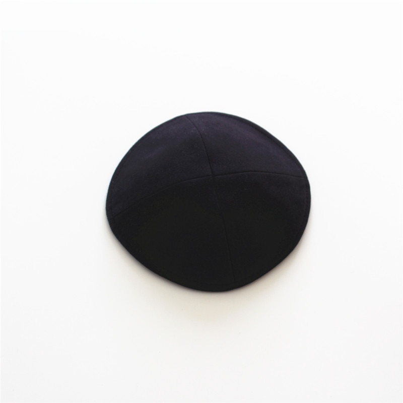Sort kippah jødisk solid beanie hat 16cm kipot kippot jødisk kasket