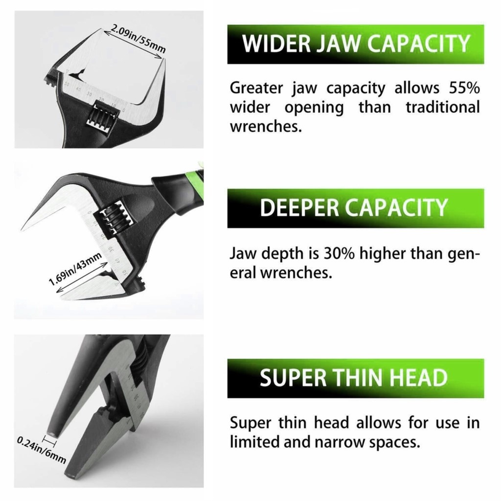 6 Inch Adjustable Wrench 35mm Large Opening Spanner Non-slip Plumbing Tool Kitchen Faucets Bathroom Pipe Nut Wrench