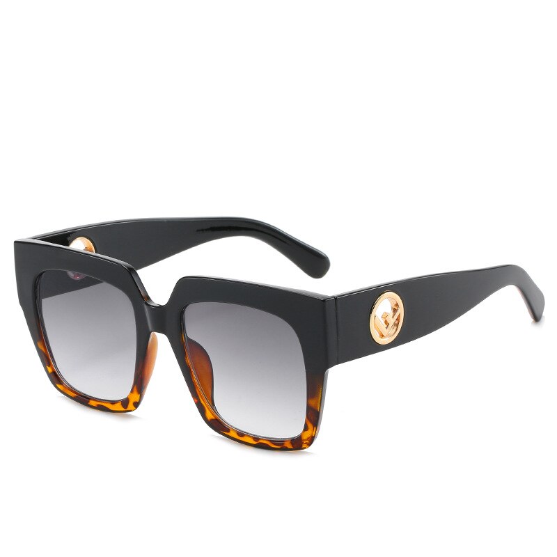 Montura de gafas de gran tamaño para mujer, marco cuadrado de de lujo con marco grande, transparente, Vintage,: Leopard print