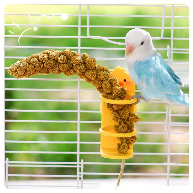 Leuke Cartoon Gele Eend Vogel Voeden Fruit- en Groentenrek Kooi Vogelvoeders Graan Clip Groente Graan Clip Vogelbenodigdheden