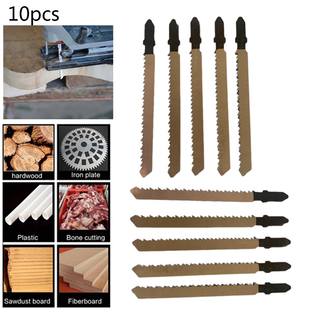 10PC Jigsaw Blades For T101BR Down Cutting Laminates Veneers HCS For Black & Decker Jigsaw Chainsaw Tools For Wood DIY