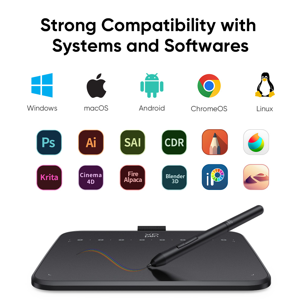 Xppen Deco 640 Grafische Pen Tablet 16384 Drukniveau 60 ° Kantelondersteuning 8 Sneltoetsen Voor Pc Android Game Osu
