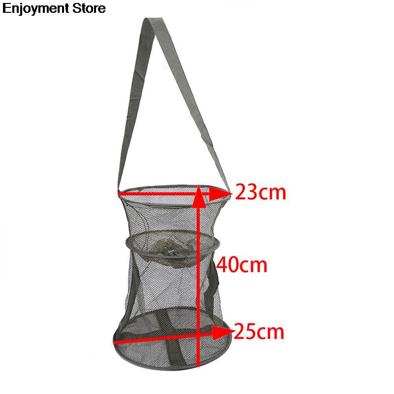 Netzwerk Falten Kescher Tragbare dunkelgrün Fischernetz Runde Klapp Fisch Garnelen Gittergewebe KäFeige Gießen Netz Angeln Falle