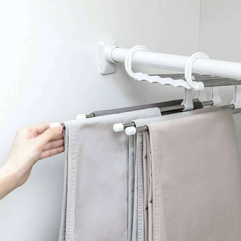 Portable 5-in-1 Multi-function Adjustable Clothes Hangers Stainless Steel Pant rack shelves Wardrobe clothes Hanger