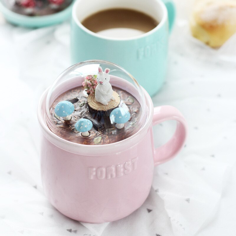 Creatieve Bos Dier Micro Landschap Mok Pot Melk Thee Koffie Mok Hoge Capaciteit Kantoor Keramische Kopjes Schoonheid 400ml