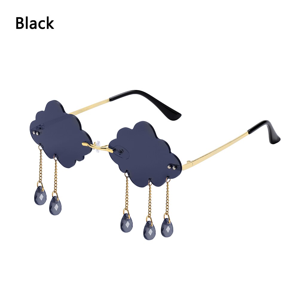 Randloze zonnebril voor dames, vintage wolken, kwastjes, steampunk zonnebril voor heren, frameloze punkbril,  uv400 oculos: Zwart