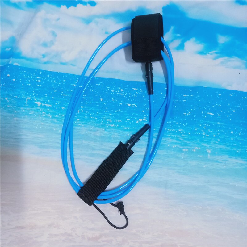 10feet 7mm Surfboard Leash Anti-lost TPU Double Swivels Straight Safe Rope Water Sports paddle board Leash blue surf leash