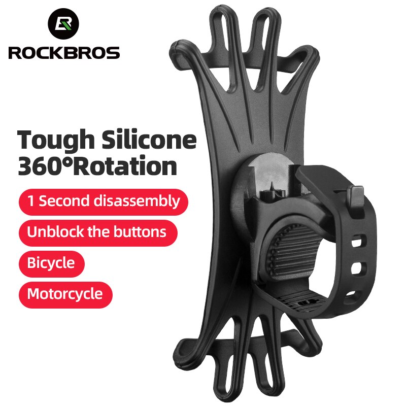 Rockbros Fietsstuur Telefoon Houder Veelzijdige Siliconen Handvat-Bar Stand Universal Antislip Fietsen Mount Duurzaam Bracket