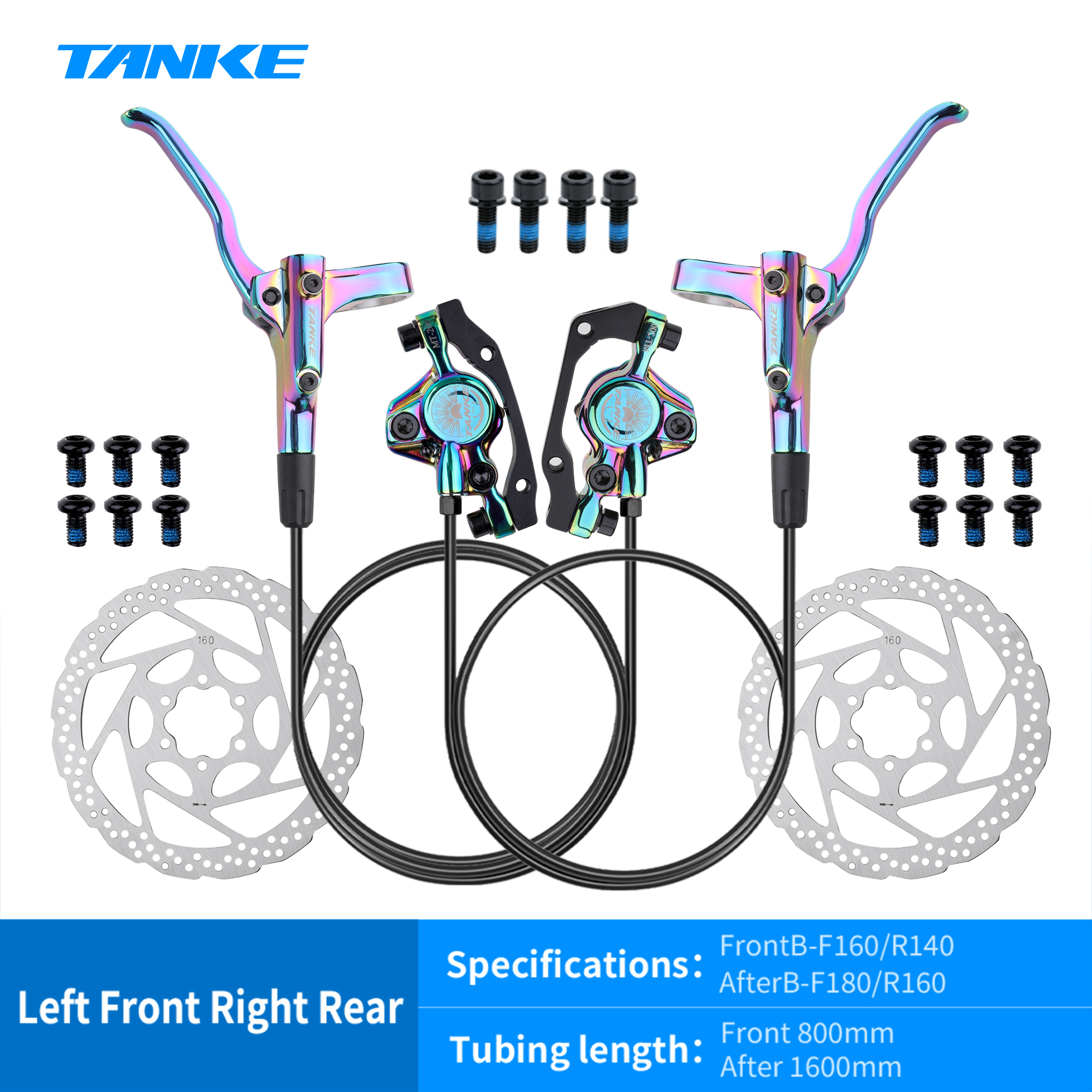 TANKE MT200 bicicleta freno de disco hidráulico MTB freno BL BR 800/1600mm freno de bicicleta 2 pistones 3 dedos palanca de acero piezas de bicicleta actualización: Gris claro