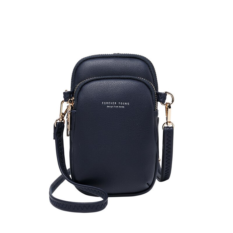 Women zipper Lock Shoulder Bag Crossbody Bags Messenger Phone Coin Bag Small Hasp Card Holder Wallet Lady Leather Purse: 832 dark blue