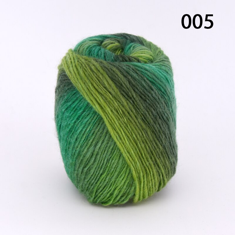 300g(50g*6 stk) lang regnbue uld farvning ren uld garn dame sjaler tråd fin uld hat frakke: 05