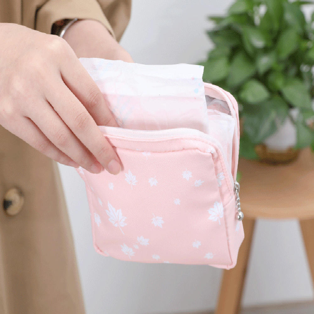 Femmes fille serviette hygiénique pochette serviette serviette sac de rangement crédit porte-carte porte-monnaie cosmétiques casque Case fermeture éclair boîte de voyage