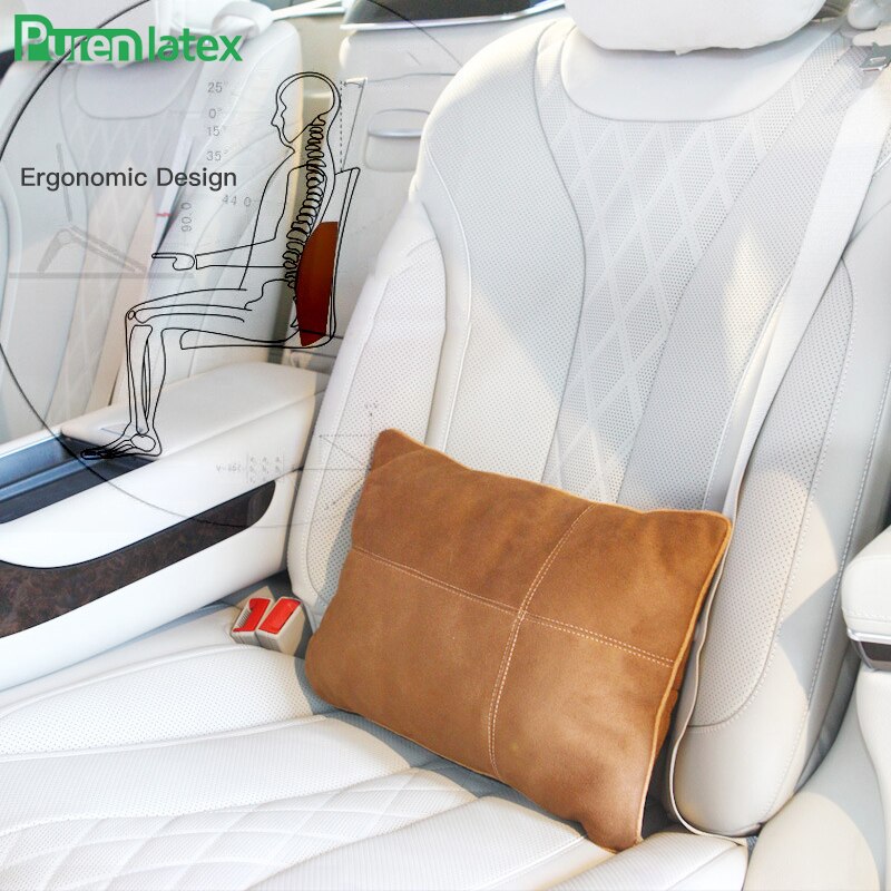 Ensemble de coussins de voiture en pur latex, oreiller orthopédique pour appui-tête en soie, protège le cou, soulage les douleurs à la tête, coussin de siège de conduite, oreiller automatique