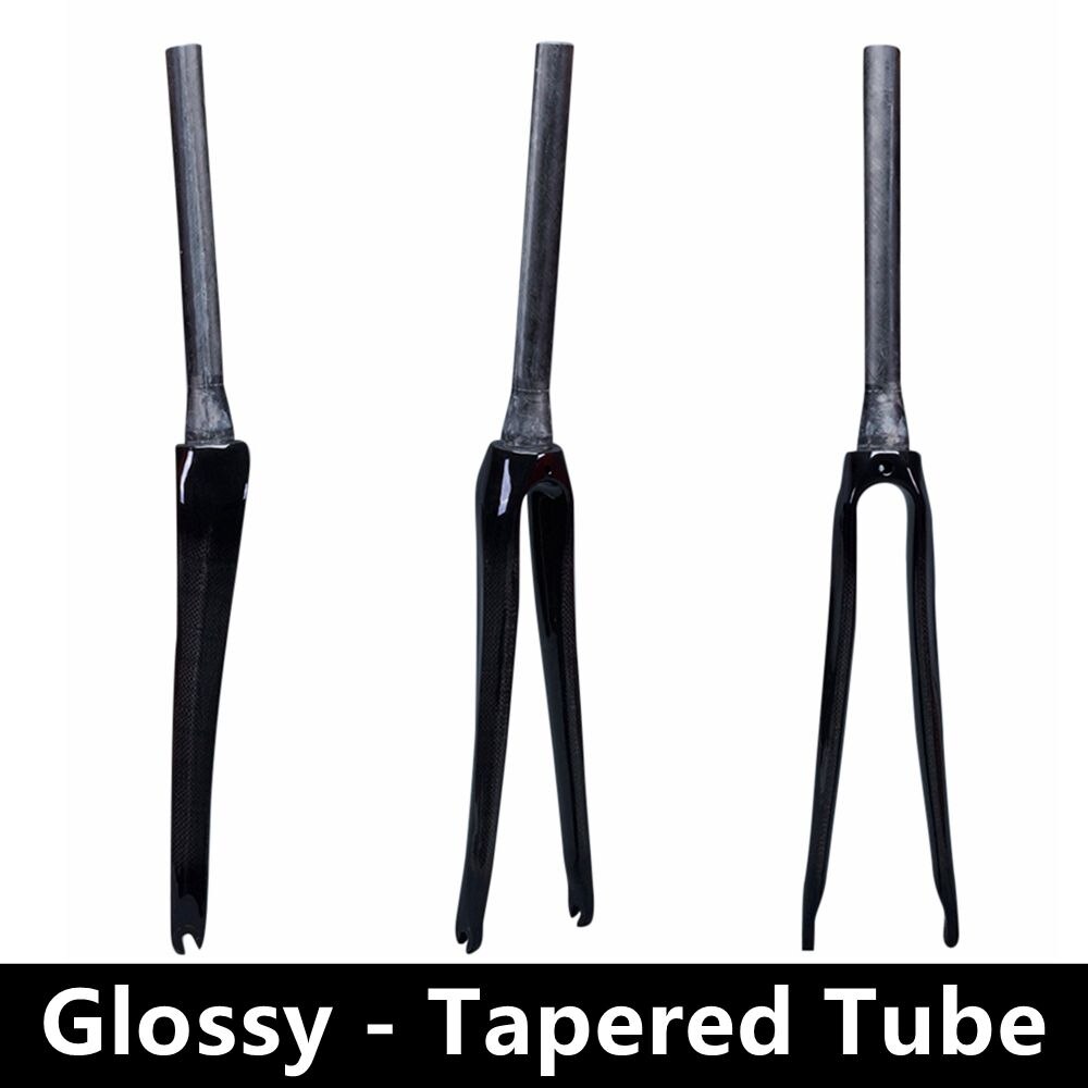 Bikes Road Fork 700C Straight 1-1/8 (28.6mm) Super light High Strength 3K Carbon Fiber Bicycle Front Fork: Glossy - Tapered