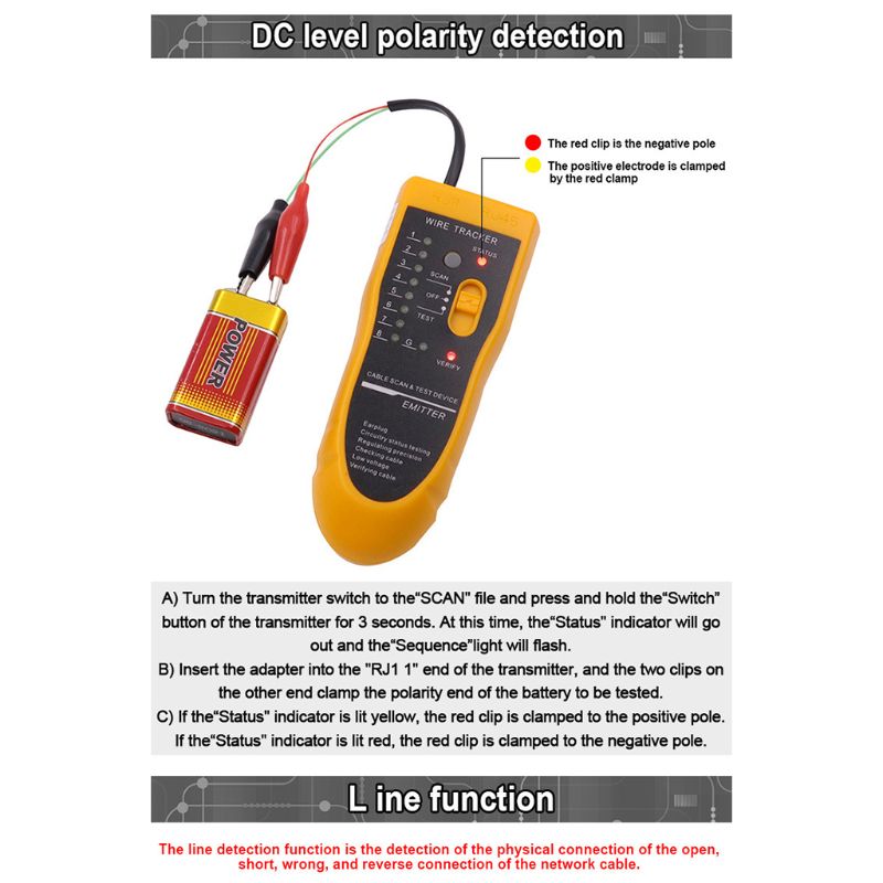 Lan Cable Tester Cat5 Cat6 RJ11 RJ45 Utp Stp Detector Line Locator Tracker Phone Diagnose