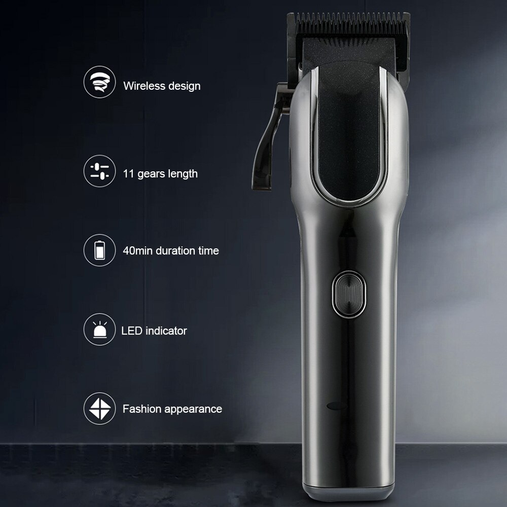 Bærbar elektrisk hårklipper lav støy oppladbar barbermaskin hårtrimmer trådløs hårklippemaskin til menn
